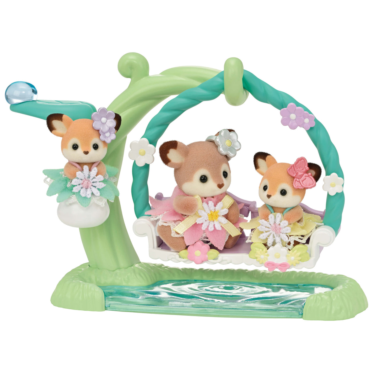 Sylvanian Families Deer Babies Floral Swing Set Toy for Ages 3 and Up