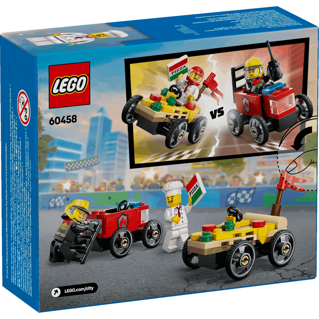 Lego City 60458 Pizza Vs. Fire Truck Race Car Pack for Ages 5 and Up