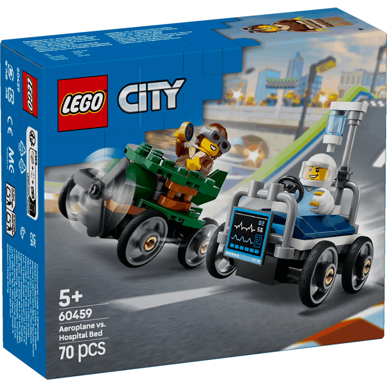 Lego City 60459 Airplane Vs. Hospital Bed Race Car Pack for Ages 5+