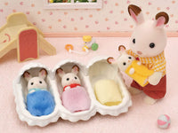 Sylvanian Families Chocolate Rabbit Triplets Care Set for Age 3 and Up
