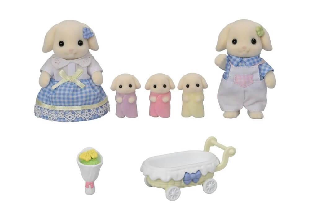 Sylvanian Families Flora Rabbit Family Toy Playset for Ages 3 and Up
