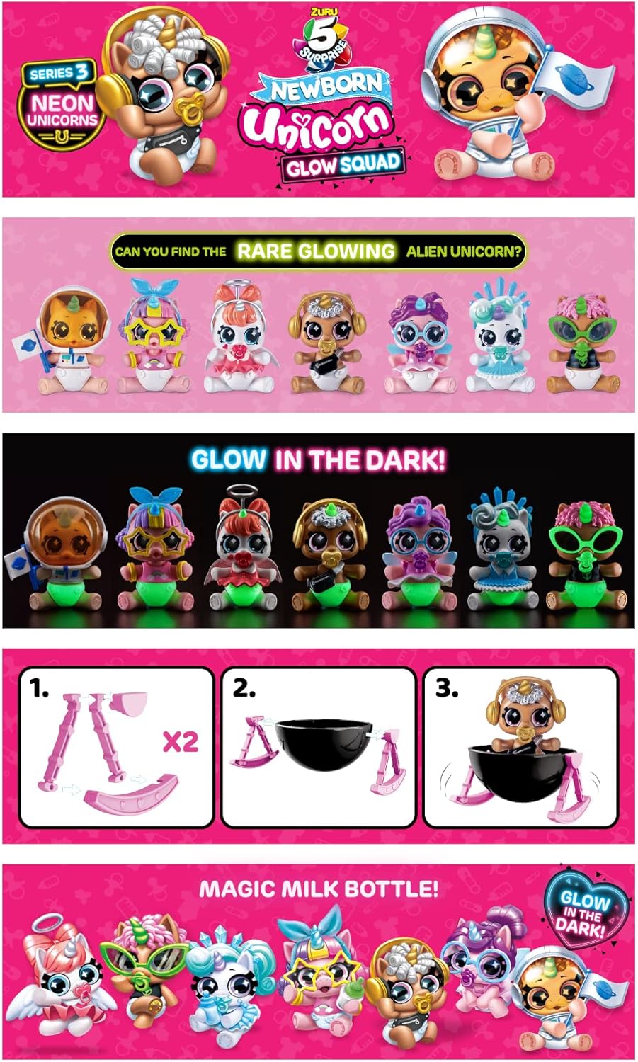 5 Surprise Unicorn Squad Series 6 Newborn Glow Squad