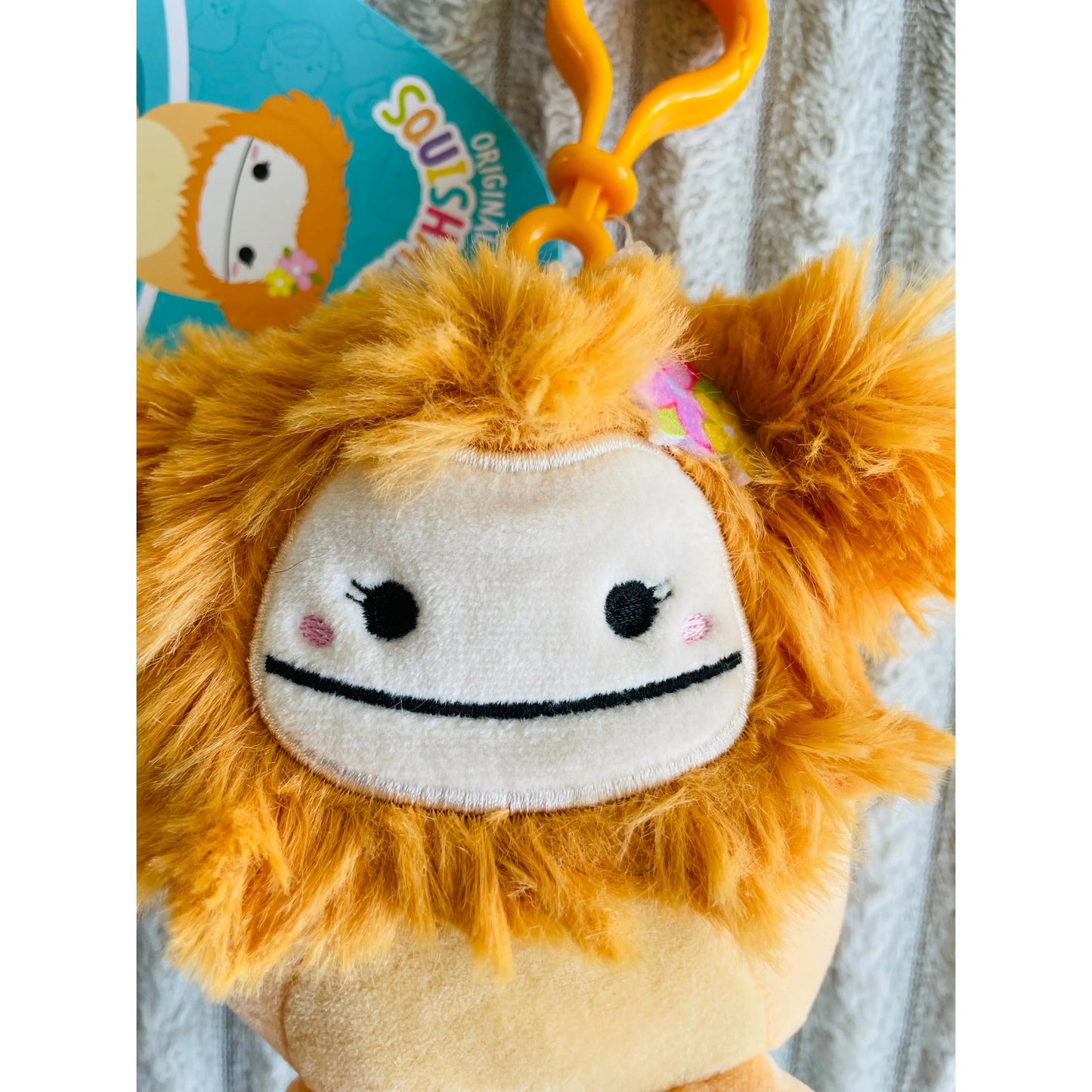 Squishmallows 3.5" Mini Clip-On Plush Shasta the Orange Bigfoot