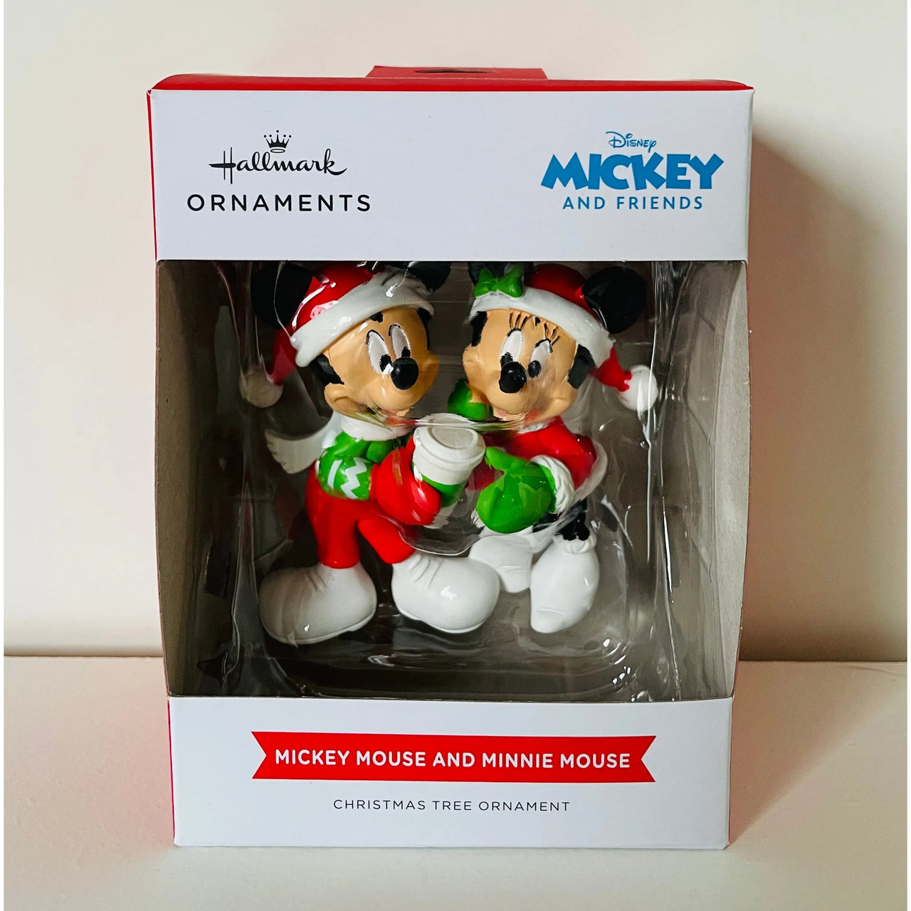 Collectable Disney Ornament Festive Mickey & Minnie Mouse