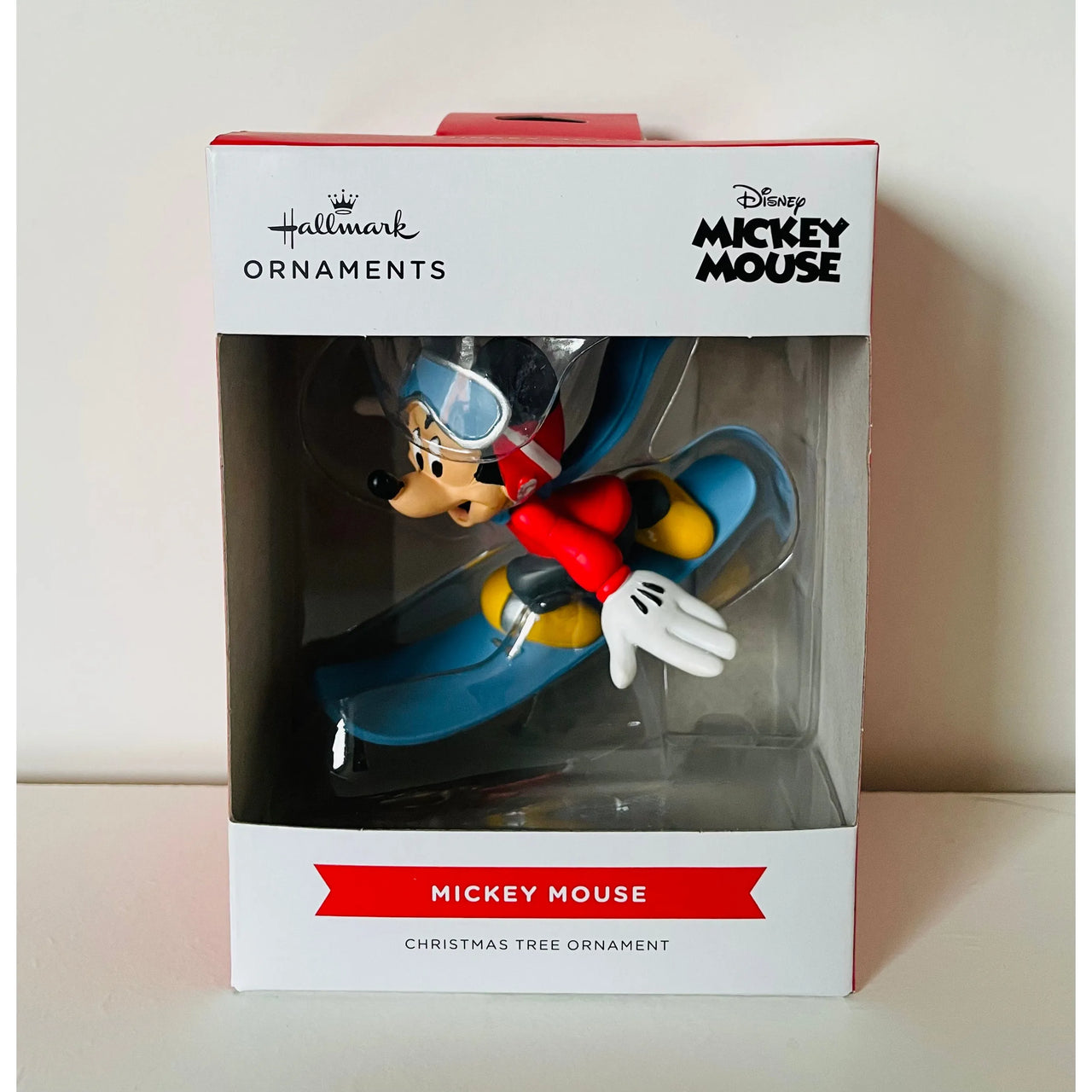 Collectable Disney Mickey Mouse On Snowboard Ornament