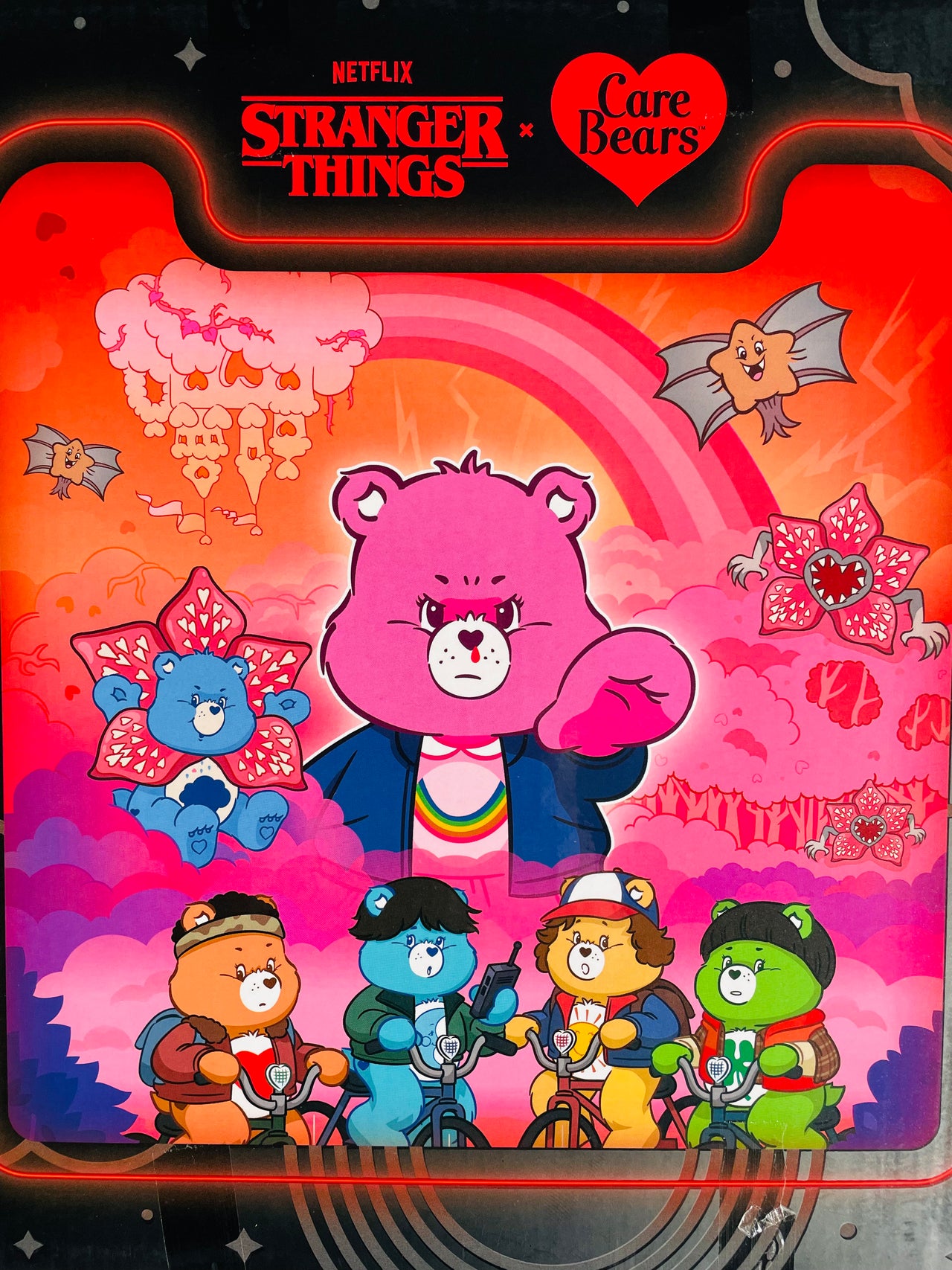 Stranger Things x Care Bears Cheer Bear as Eleven & Grumpy Bear as the Demogorgon Plush 2 Pack