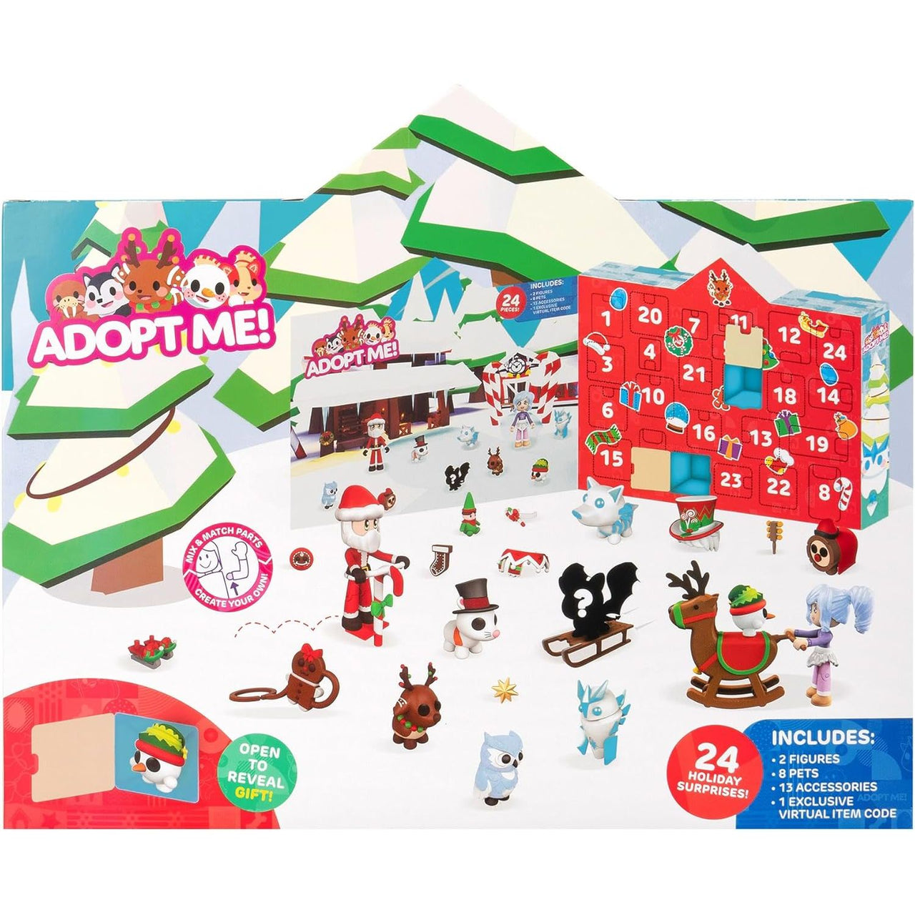 Adopt Me! Holiday Advent Calendar 24 Days of Toy Surprises - Planet Toys