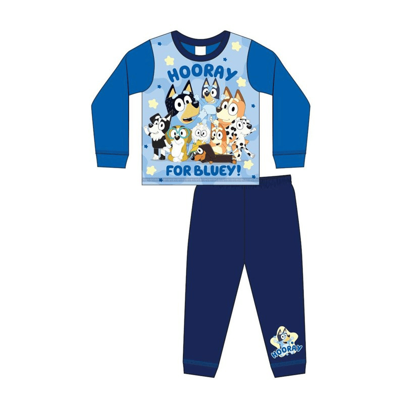 Bluey Hooray Long Sleeve Pyjamas Blue - Planet Toys