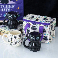 Cute and Creepy Gothic Black Cat Halloween Mug - Planet Toys
