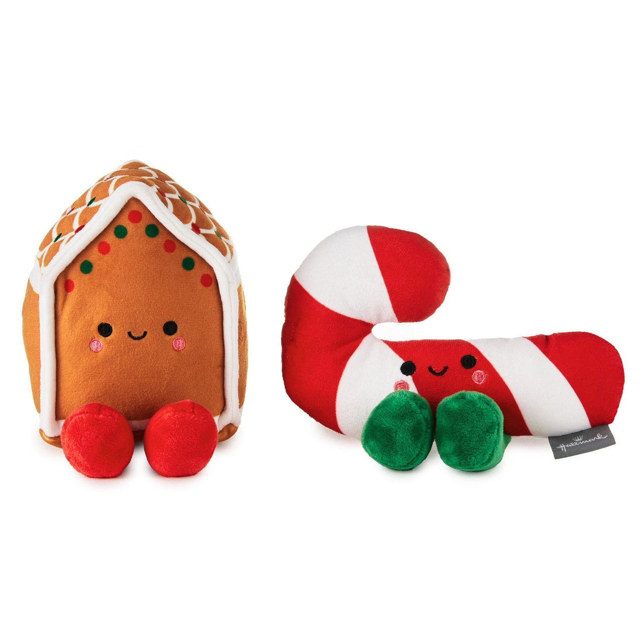 Gingerbread House and Candy Cane Magnetic Plush Pair - Planet Toys