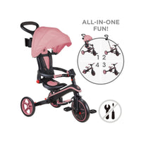 Globber Explorer Trike Foldable 4 in 1 - Deep Pastel Pink - Planet Toys