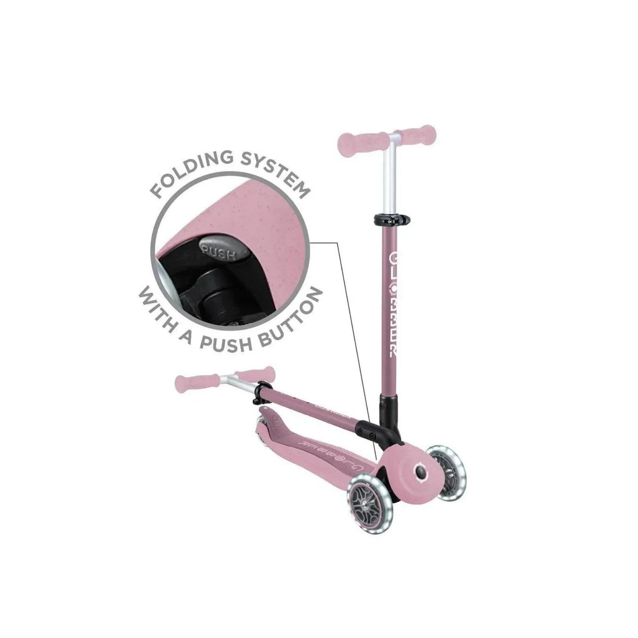 Globber Go Up Active Lights Eco Scooter - Berry - Planet Toys