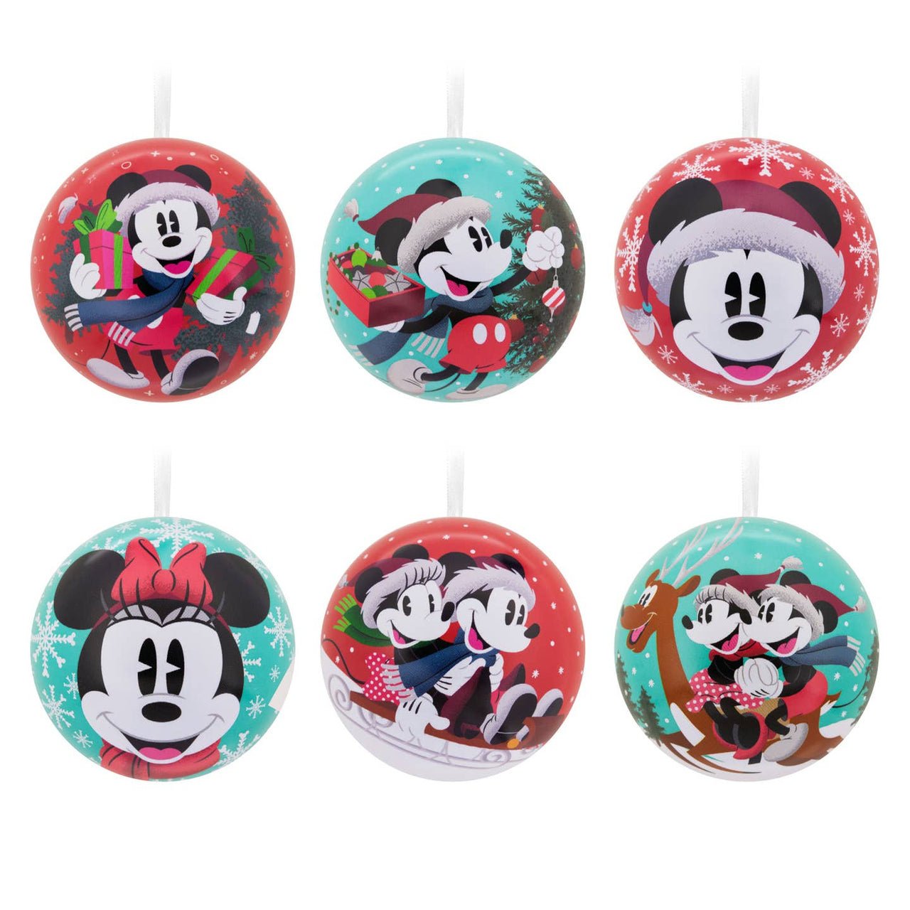 Hallmark Disney Mickey & Minnie Mouse Tin Christmas Bauble Pack of 12 - Planet Toys