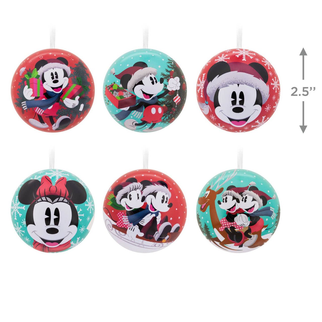 Hallmark Disney Mickey & Minnie Mouse Tin Christmas Bauble Pack of 12 - Planet Toys