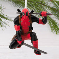Hallmark Marvel Hanging Ornament Deadpool with Katana Swords & Pose - Planet Toys