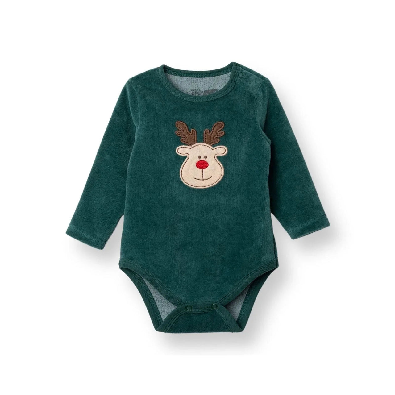 HelloBaby Boys Long Sleeve Bodysuit Christmas with Poppers Crew Neck Long Sleeve - Green - Planet Toys