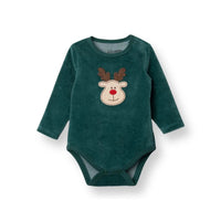HelloBaby Boys Long Sleeve Bodysuit Christmas with Poppers Crew Neck Long Sleeve - Green - Planet Toys