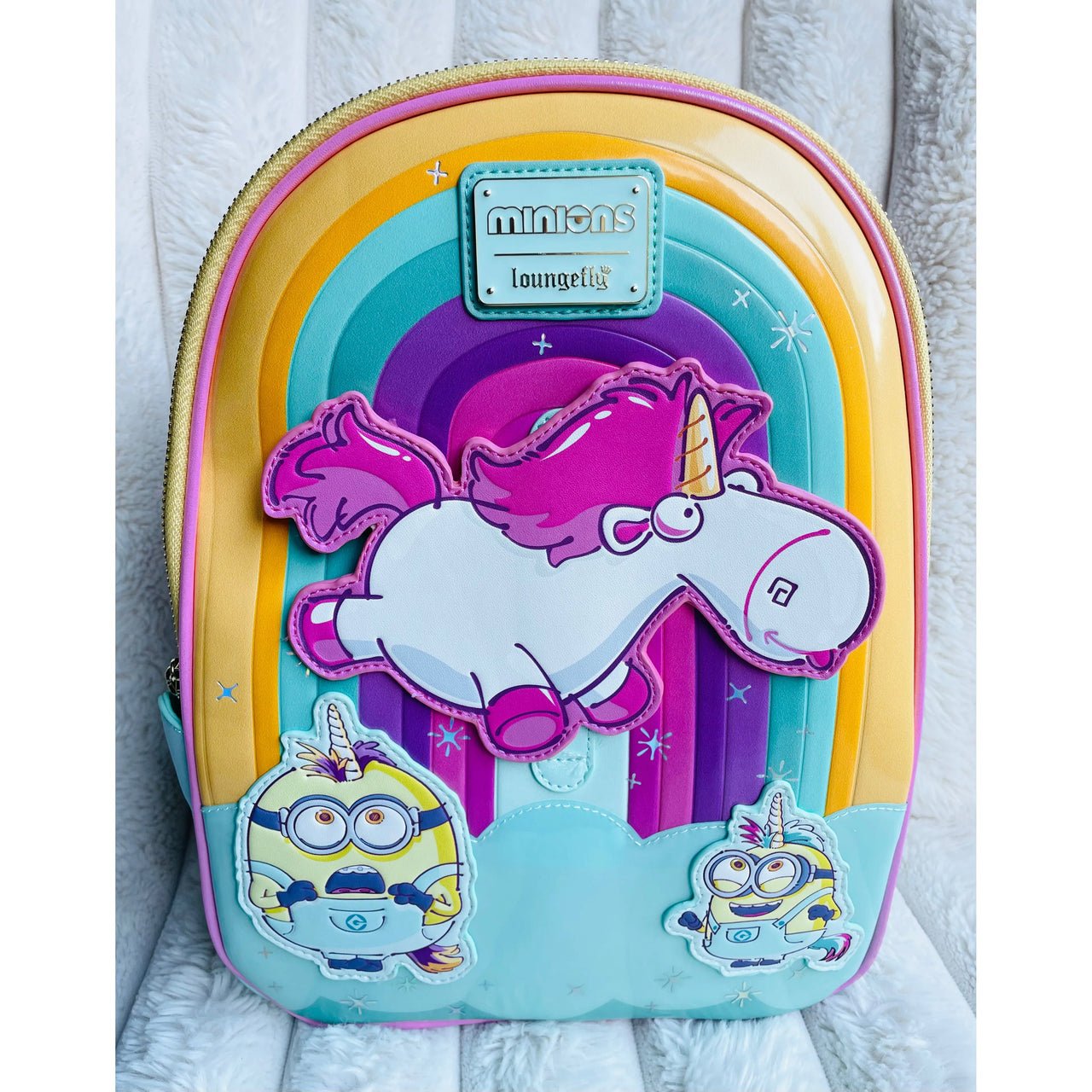 Loungefly Minions Fluffy Unicorn Rainbow Mini Backpack - Planet Toys