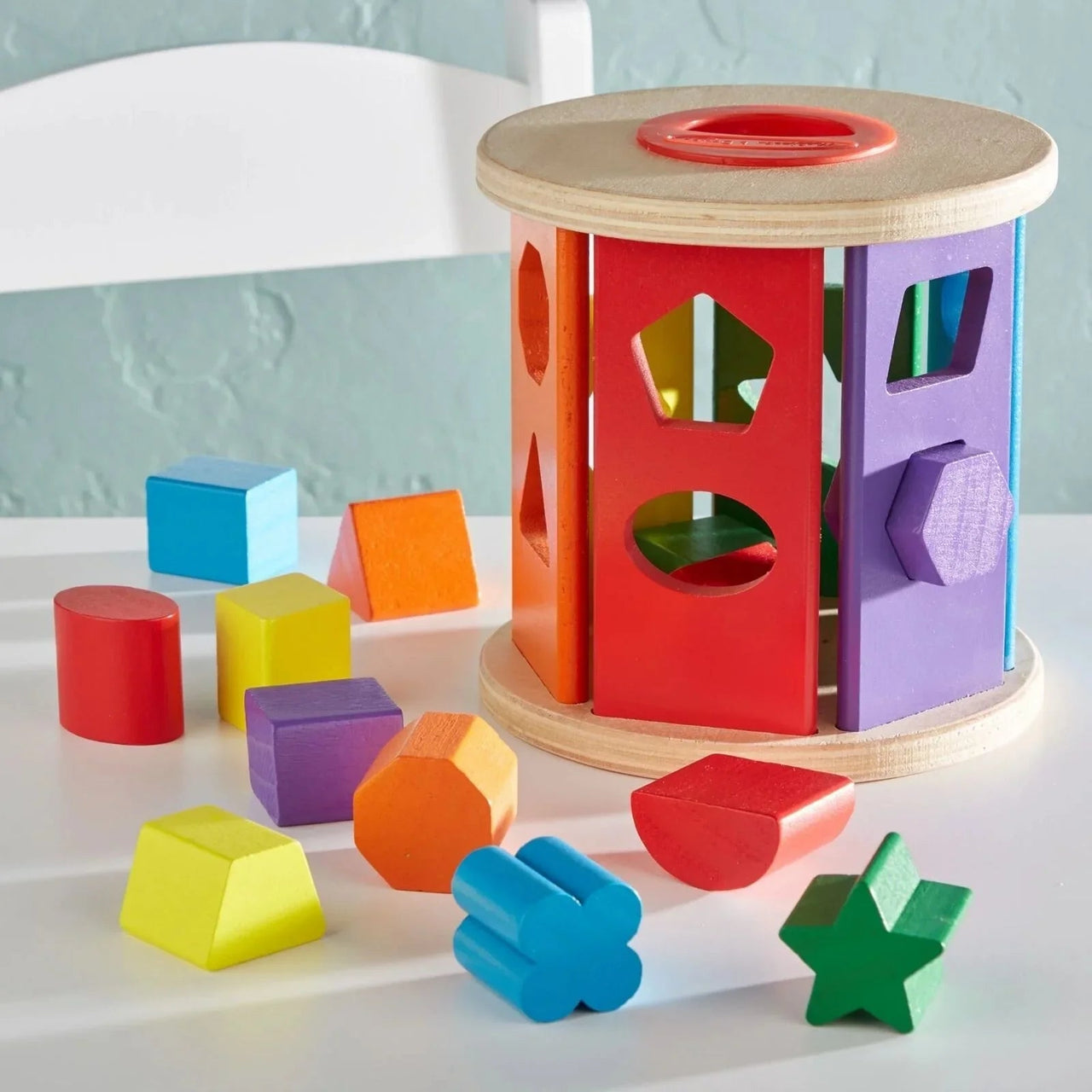 Melissa & Doug Match & Roll Wooden Shape Sorter - Planet Toys
