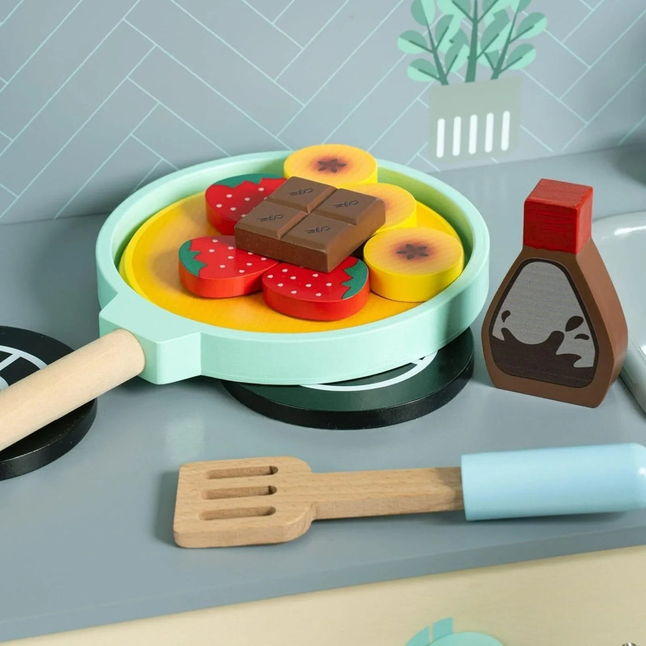 Owl & Fox Wooden Imagination Kitchen Pancake Set - Planet Toys