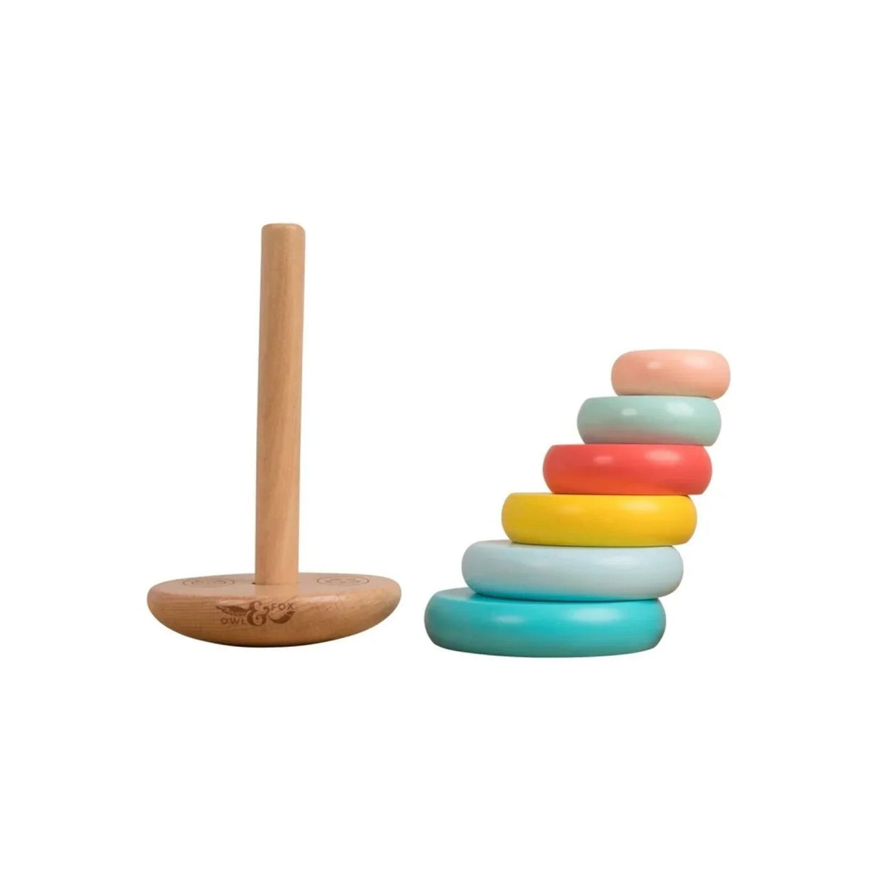 Owl & Fox Wooden Topple Tower - Planet Toys