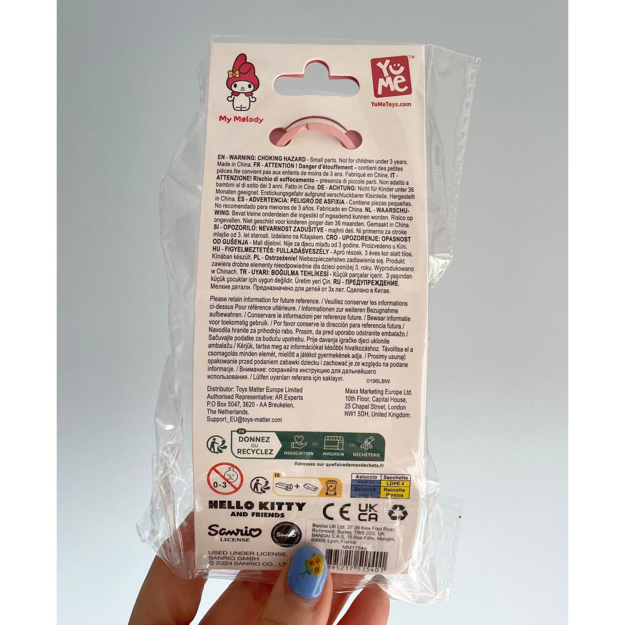 Sanrio Hello Kitty and Friends Animal Series Keychain with Hand Strap - My Melody - Planet Toys