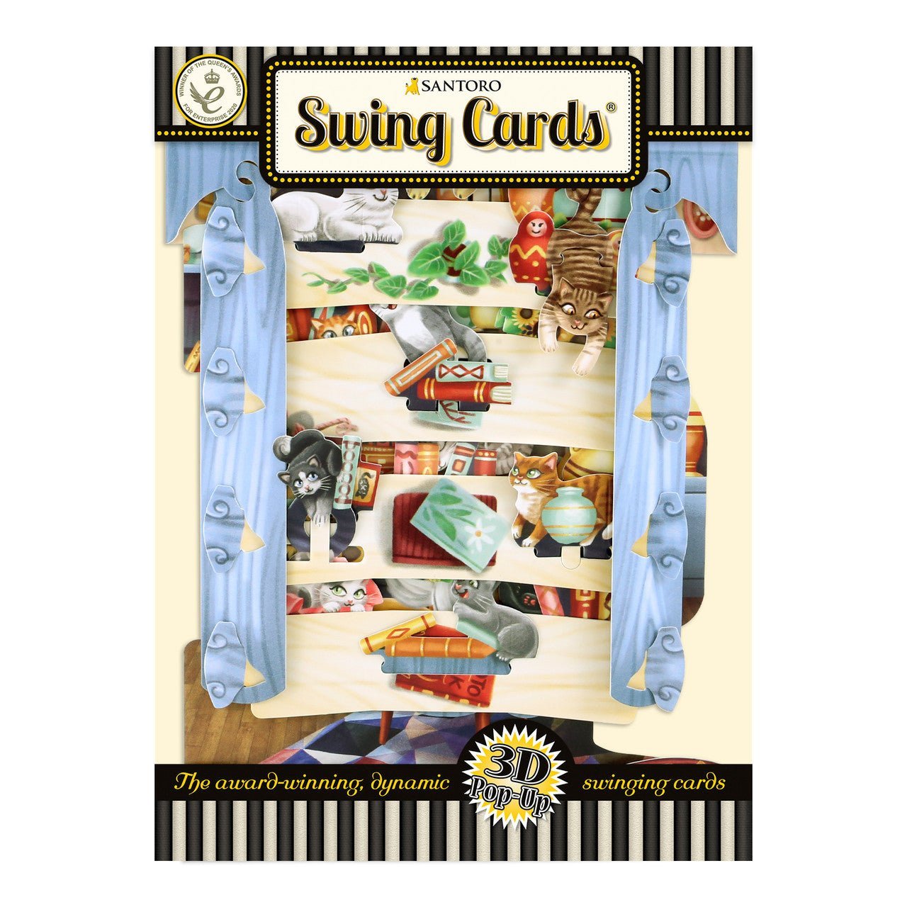 Santoro Swing Card - Cats in the Library - Planet Toys