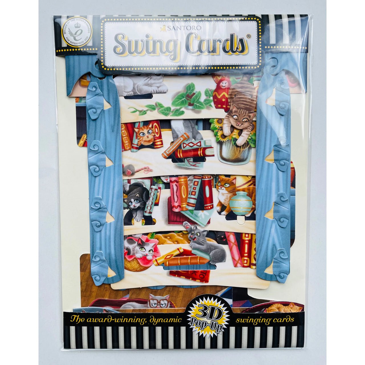 Santoro Swing Card - Cats in the Library - Planet Toys