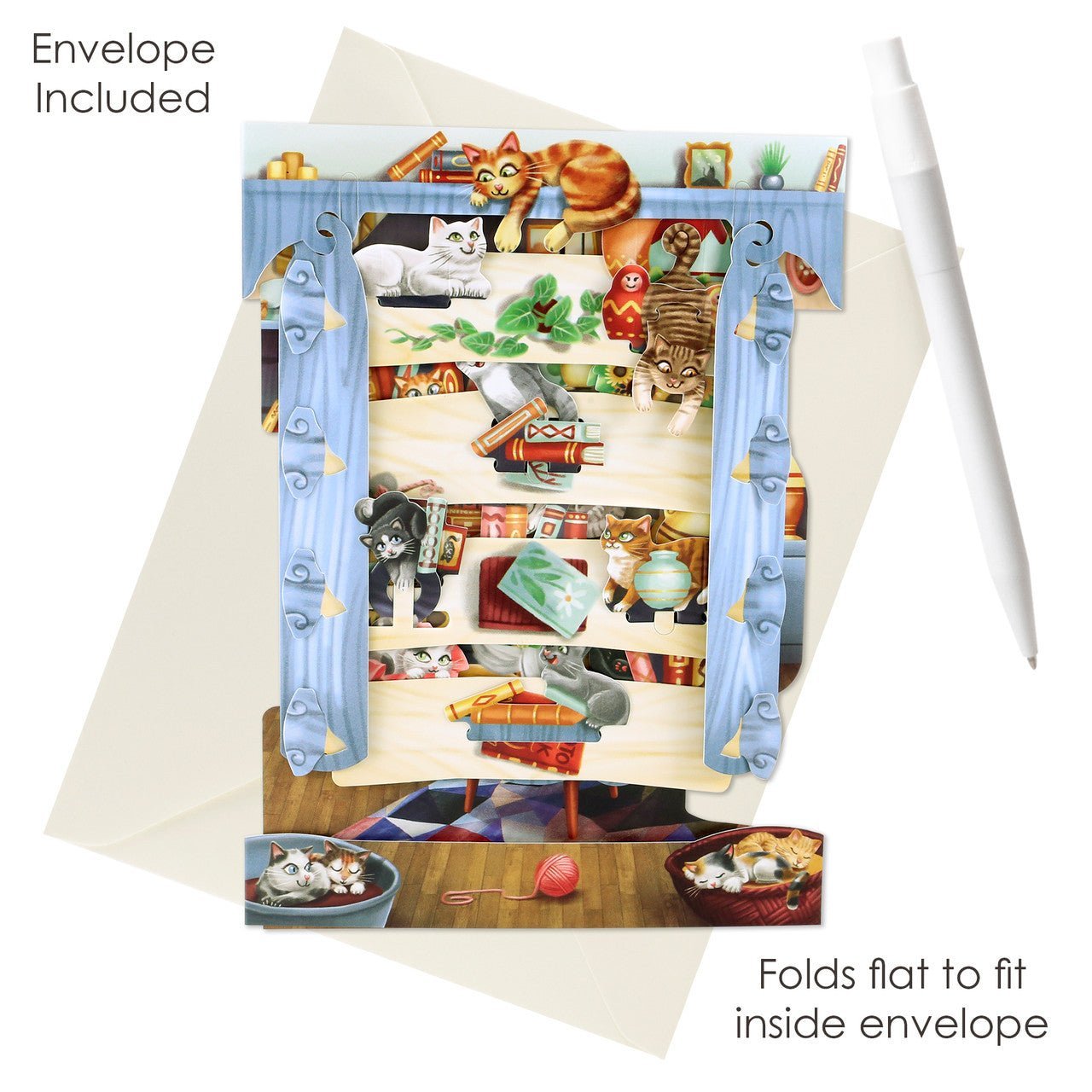 Santoro Swing Card - Cats in the Library - Planet Toys