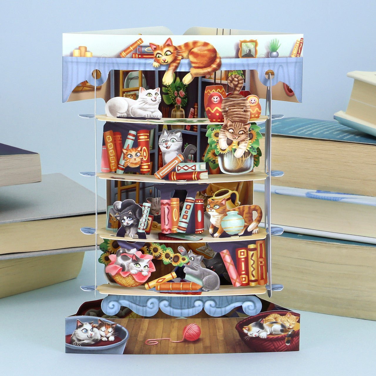 Santoro Swing Card - Cats in the Library - Planet Toys