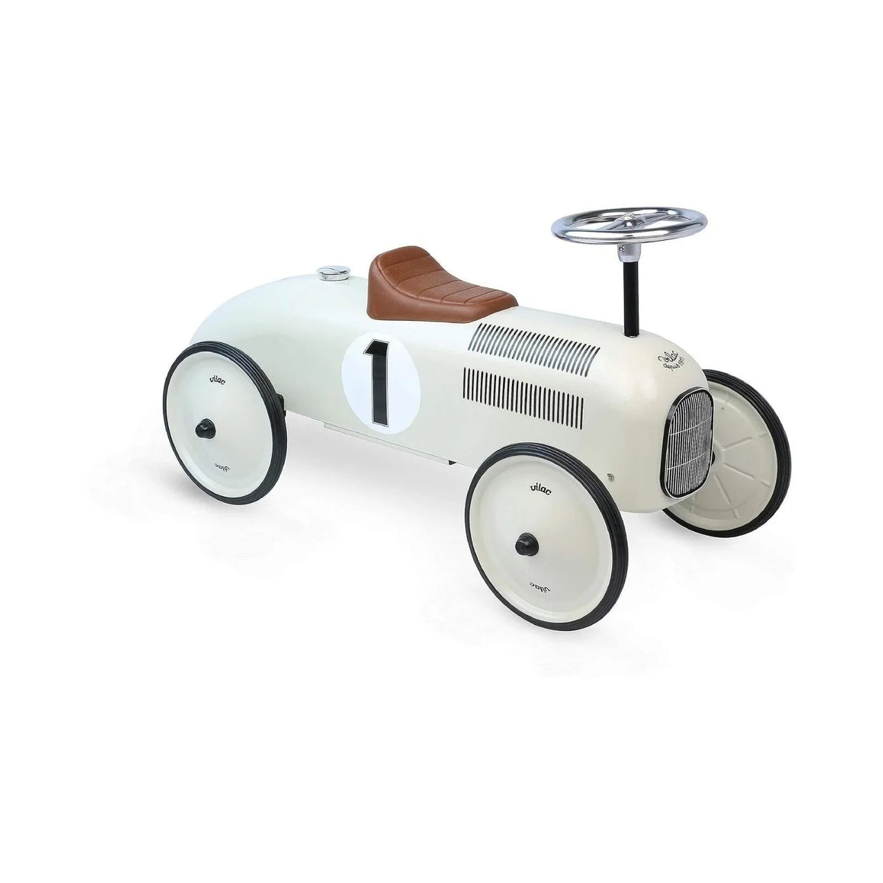 Vilac Ride On Metal Car Toy - Off White - Planet Toys