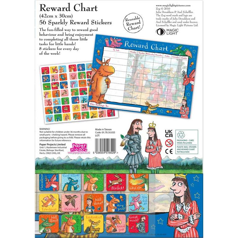 Zog Rewards Chart with Sparkly Stickers - Planet Toys
